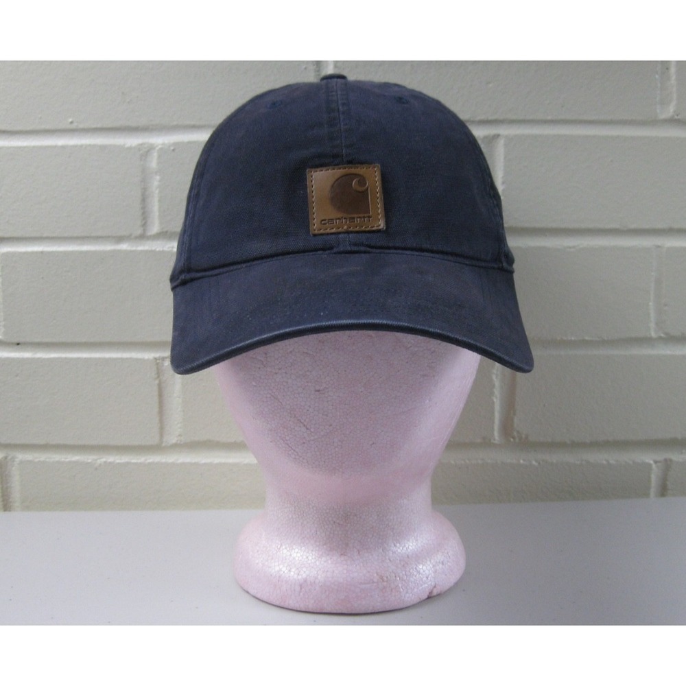 Carhartt Canvas‎ Logo Baseball Hat Strapback Cap Navy Blue Workwear Cotton